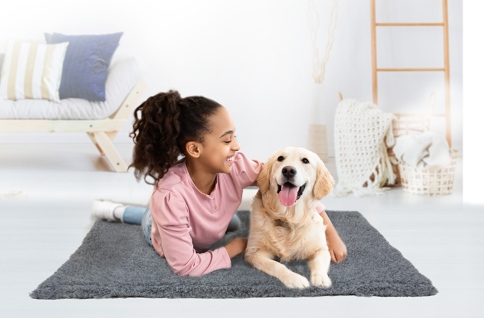 FIL lifestyle little girl playing with dog1